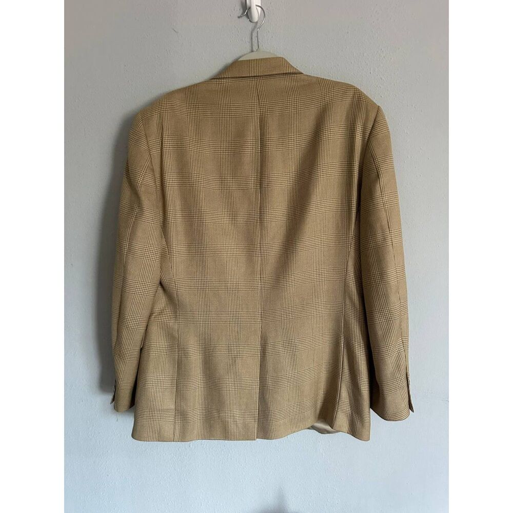 Nautica Plaid Silk Wool Linen Blazer Men’s 41R Large Tan Glen Sport Coat - Picture 6 of 8